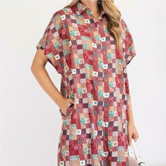 NWT Easel Patchwork Heart mini dress - Picture 2 of 8